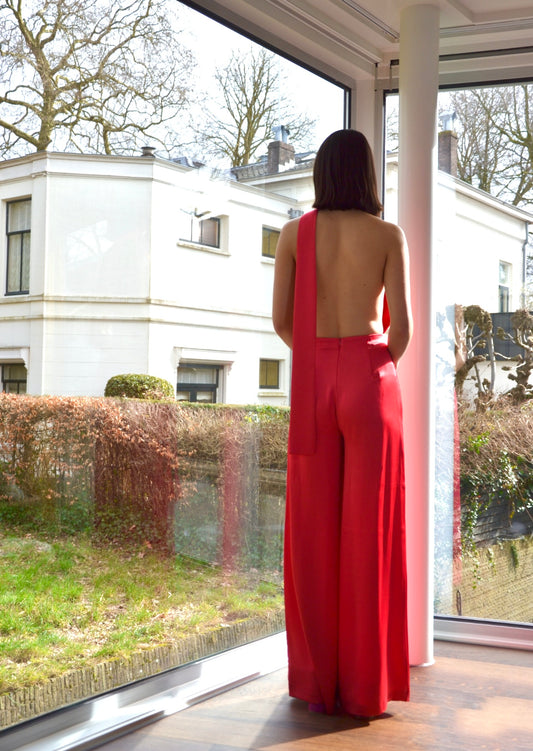 Achteraanzicht van de Pink Suit van Zara, perfect voor jurken huren voor een galadiner of feest.