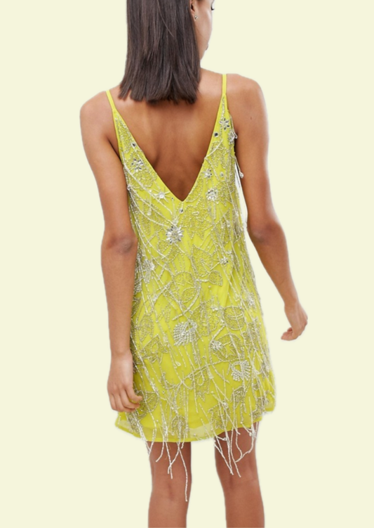 Lime Stardust Mini Dress - Pineloue