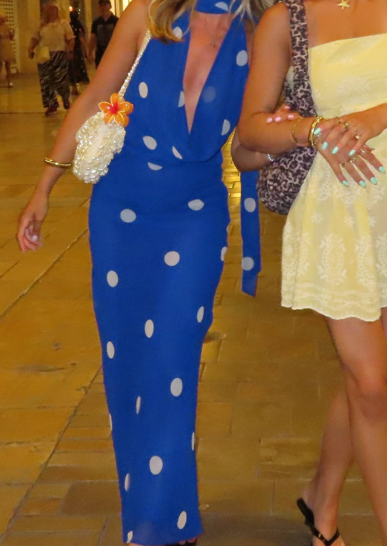 Blue Polka Halter Maxi Dress - Pineloue
