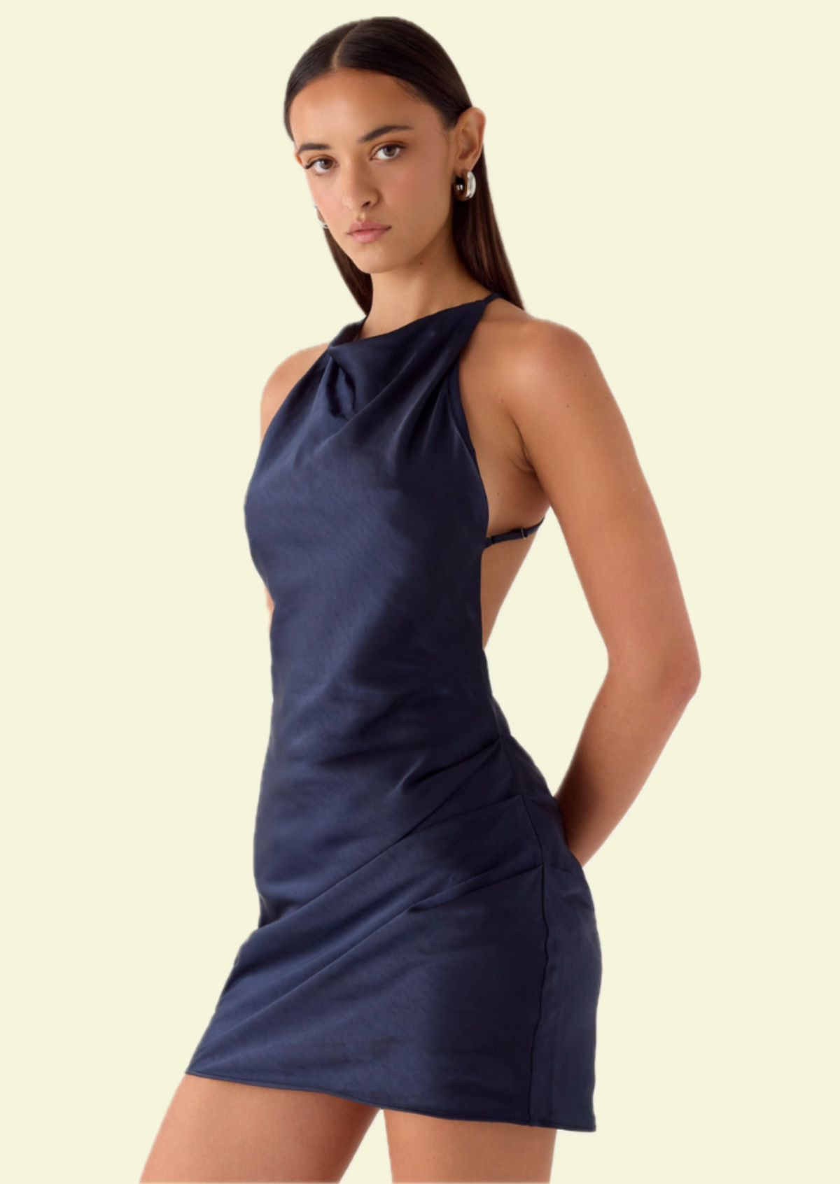Navy Rosette Back Mini Dress - Pineloue