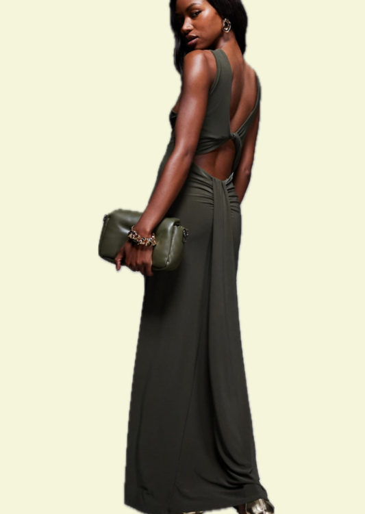 Olive Ring Maxi Dress - Pineloue