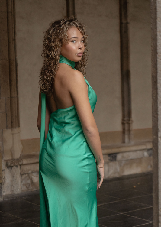 Emerald Halter Dress - Pineloue