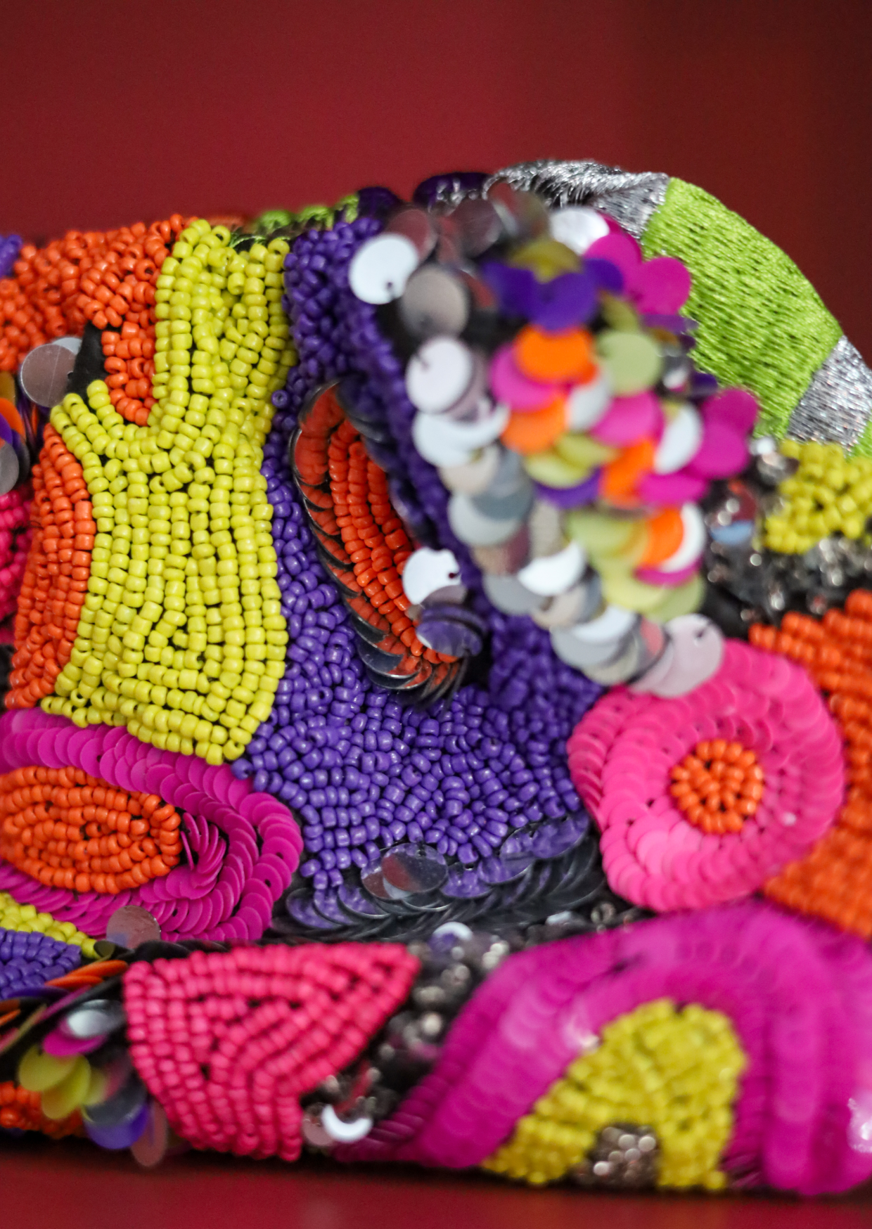 Multicolor Beaded Pouch Clutch