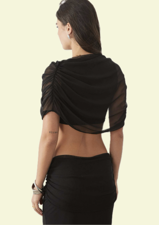 Noir Drape Maxi Co ord Set - Pineloue