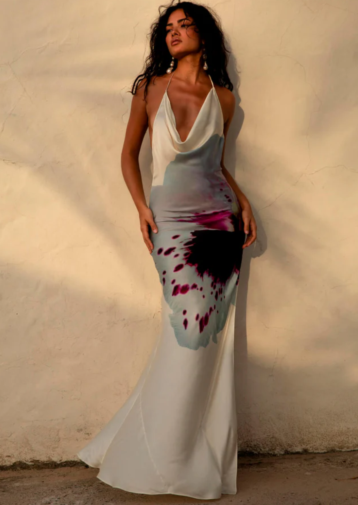 Aurora Silk Halter Maxi Dress - Pineloue