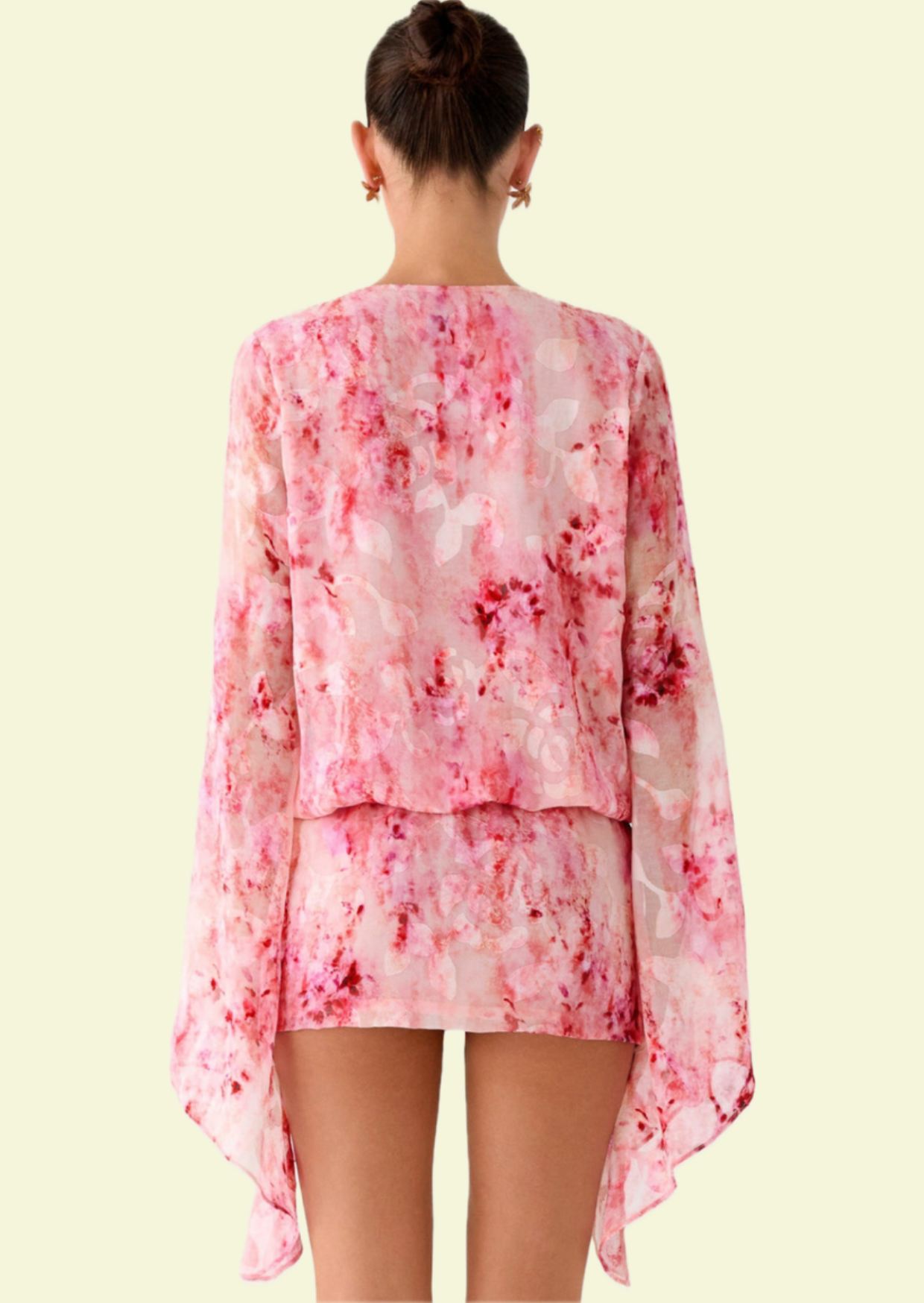 Rosé Bloom Kaftan Mini Dress
