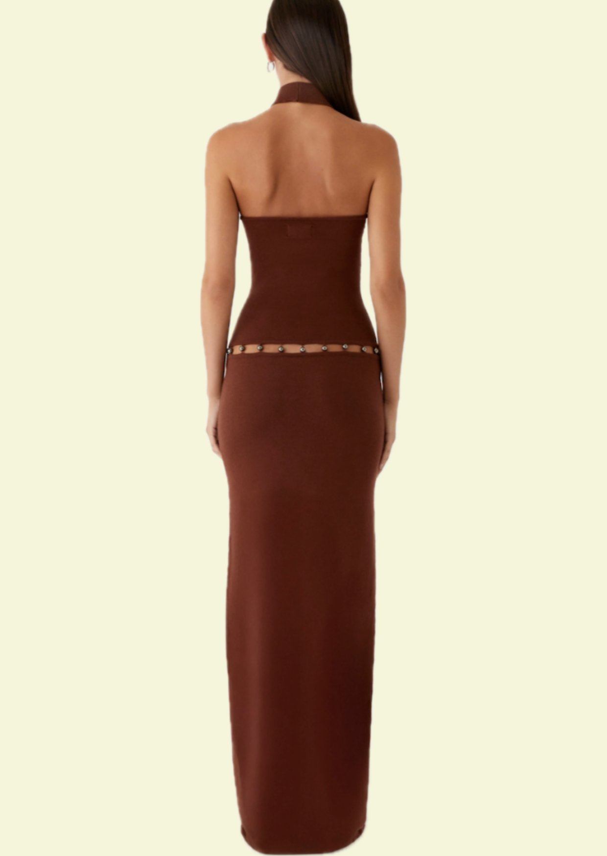 Mocha Halter Maxi Dress - Pineloue