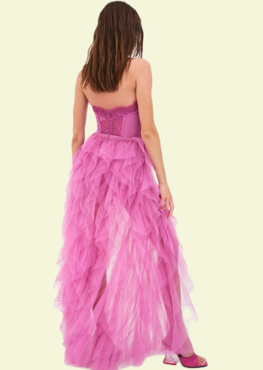Pink Ruffle Maxi Dress - Pineloue