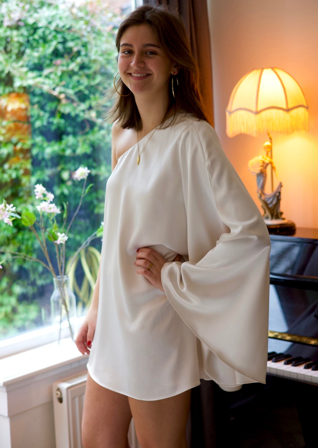Zijaanzicht Pearl One Shoulder Mini Dress