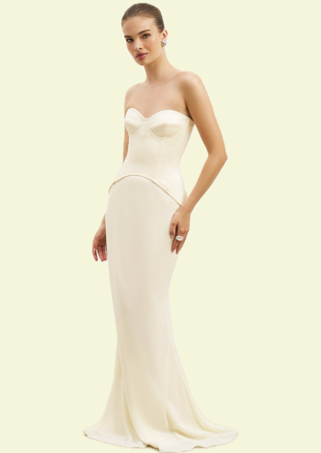 Ivory Corset Maxi Dress - Pineloue