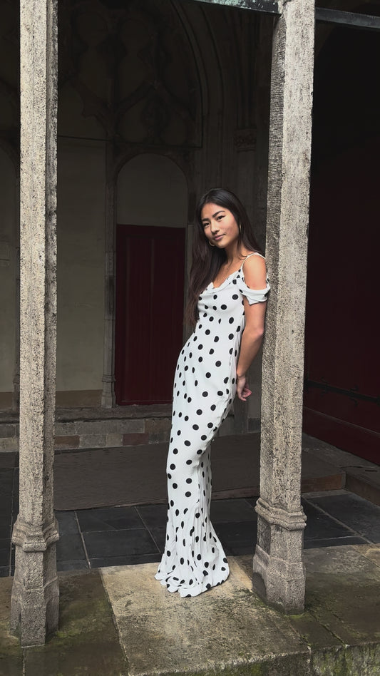 Satin Polkadot Maxi Dress