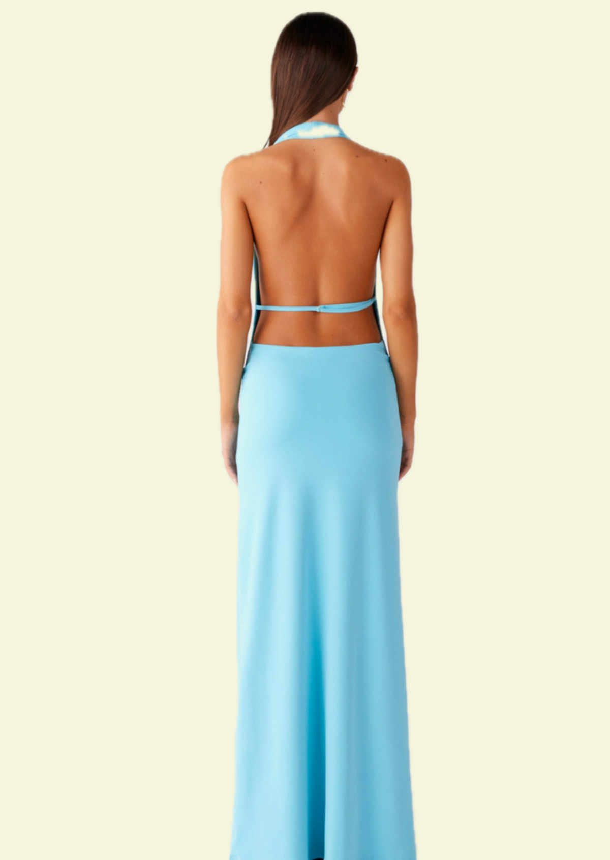 Aqua Cowl Halter Maxi Dress - Pineloue