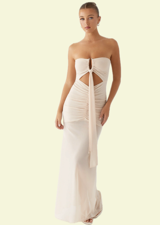 Champagne Cut-Out Maxi Dress - Pineloue