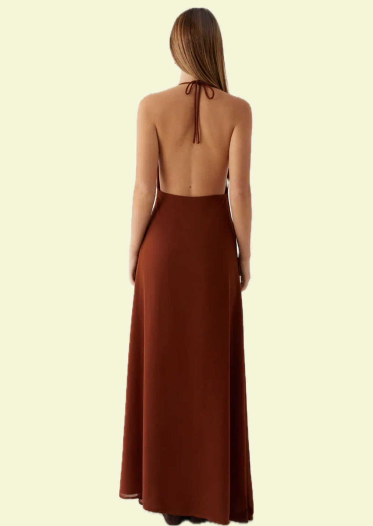 Copper Halter Split Maxi Dress - Pineloue