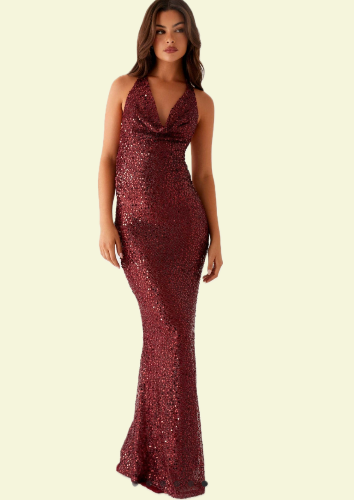 Ruby Glow Sequin Maxi Dress - Pineloue