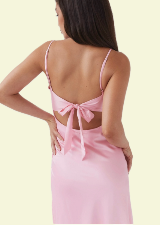 Pink Tie Maxi Dress
