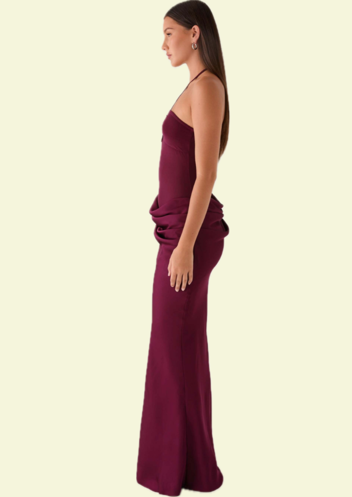 Merlot Halter Drape Maxi Dress - Pineloue