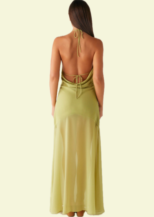 Pistachio Halter Maxi Dress