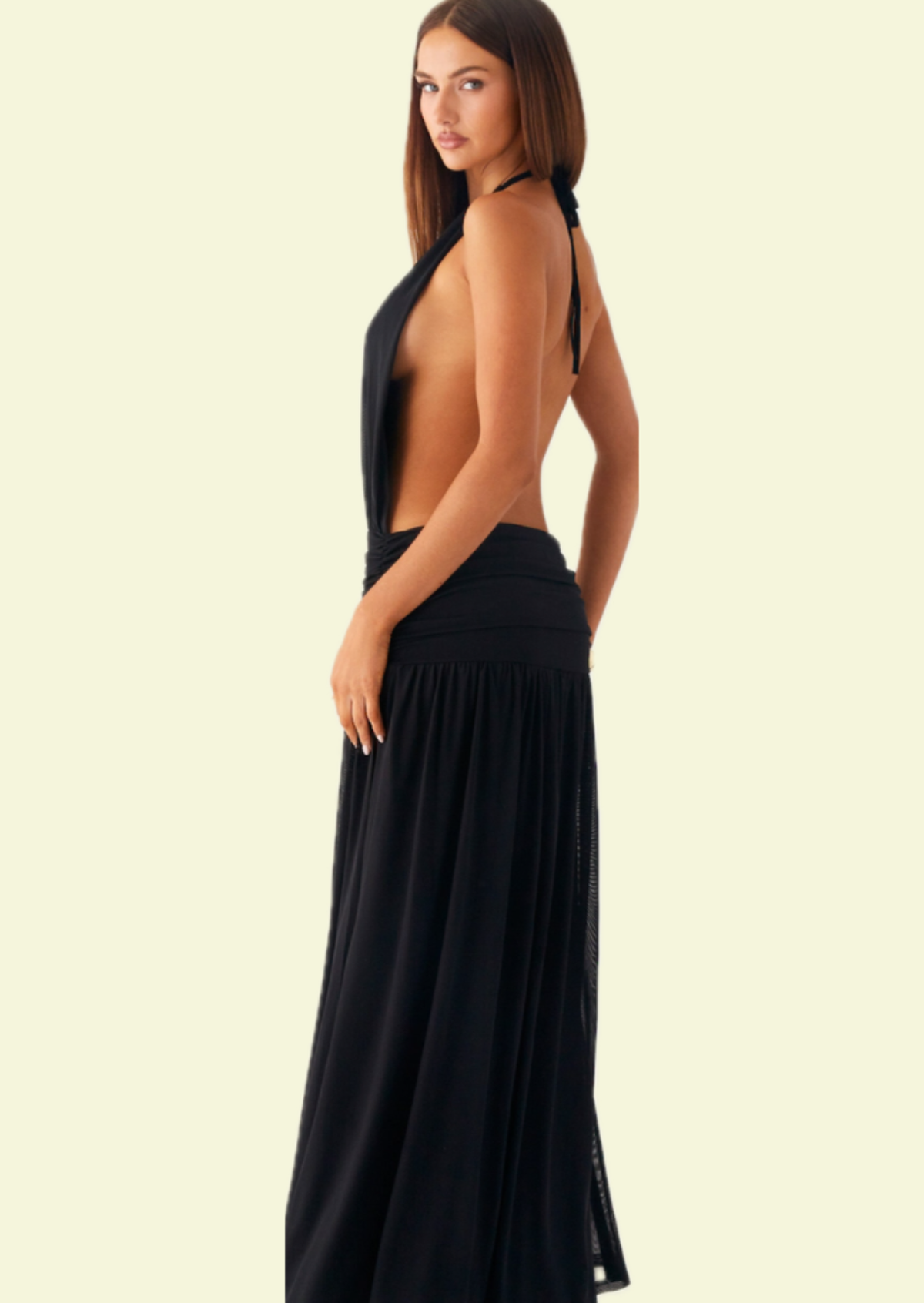 Midnight Halter Slit Maxi Dress - Pineloue