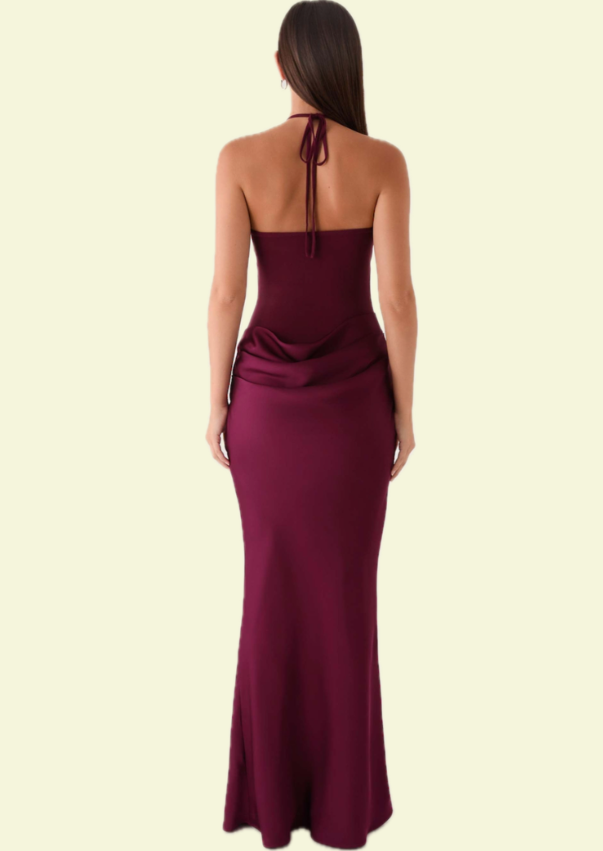 Merlot Halter Drape Maxi Dress - Pineloue