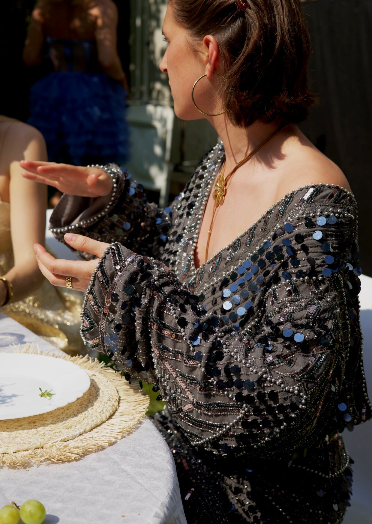 Glitter details van de Disco Dusk Dress van Pineloue. 