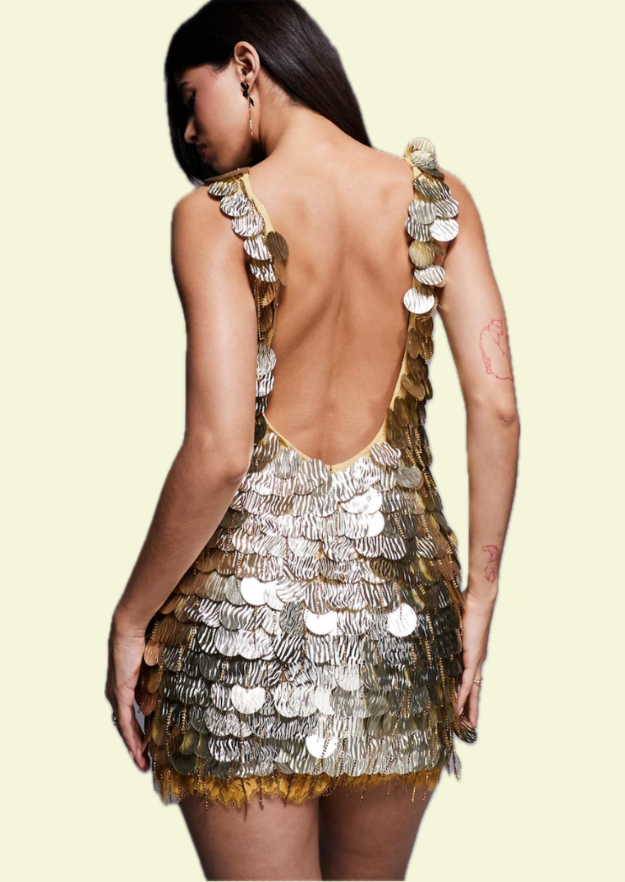 Gold Sequin Mini Dress - Pineloue