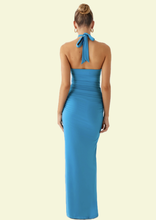 Ocean Halter Cut-Out Maxi Dress - Pineloue