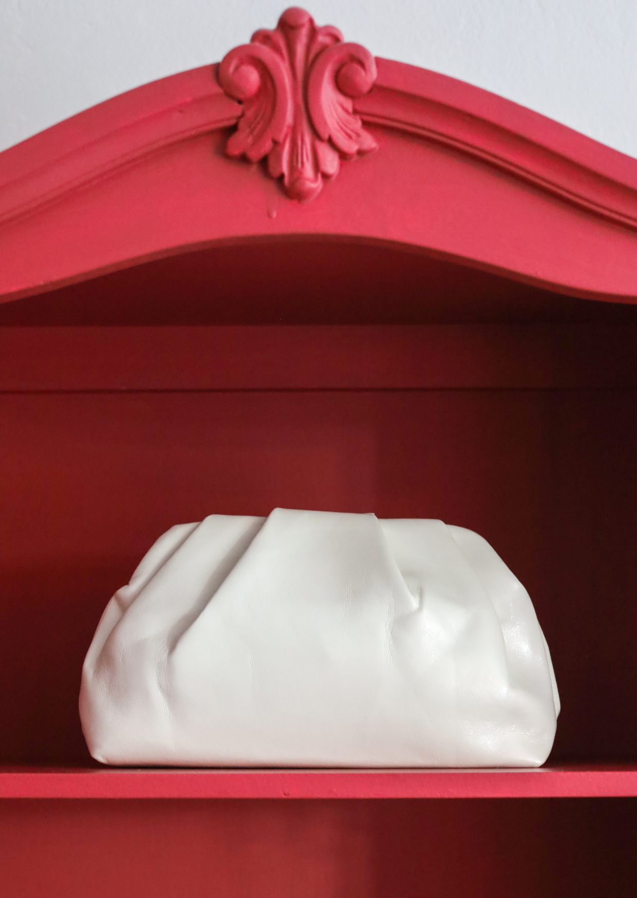 Ivory Leather Pouch Clutch