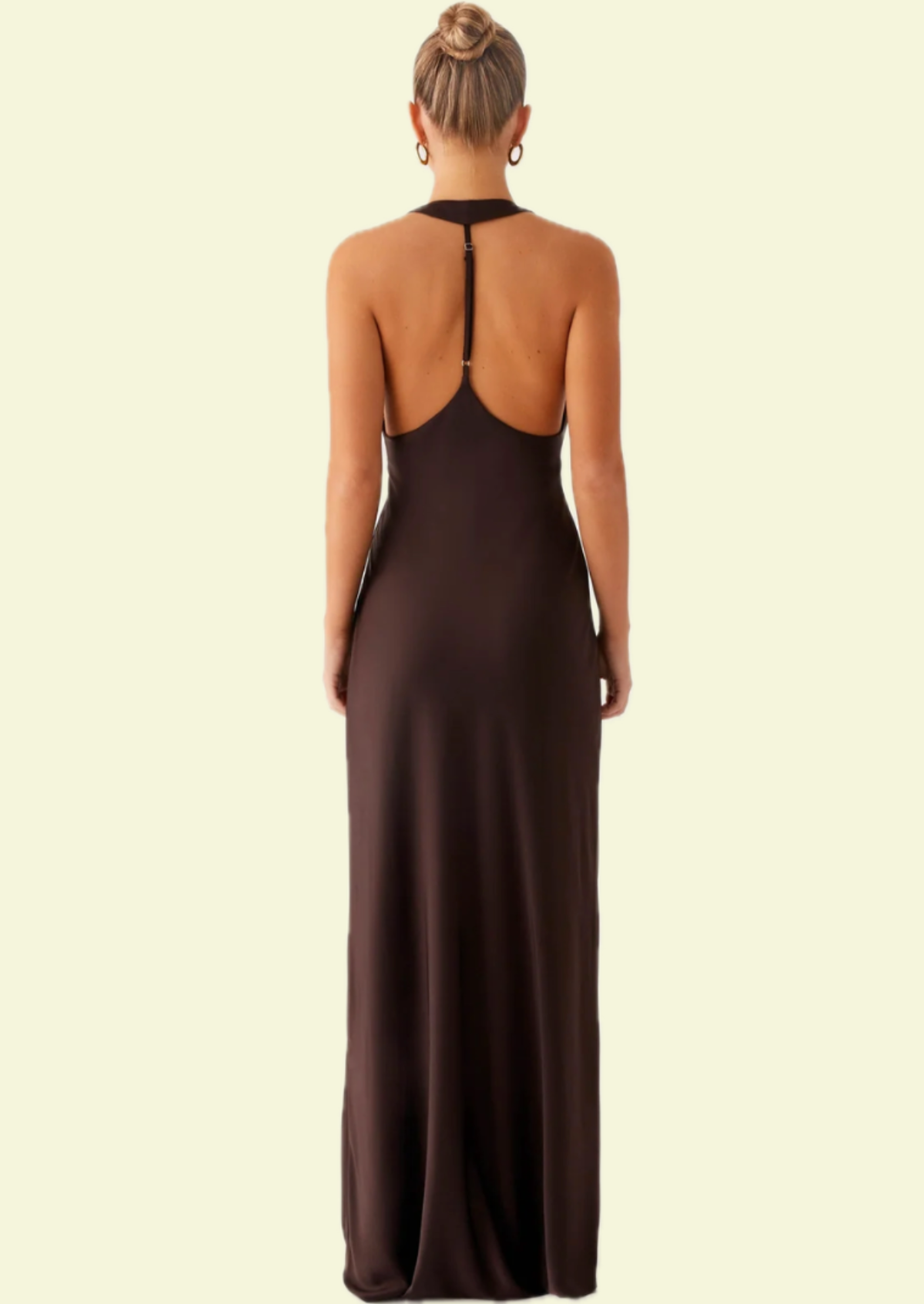 Chocolate Halter Maxi Dress - Pineloue