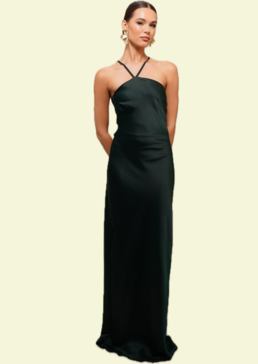 Emerald Halter Maxi Dress - Pineloue