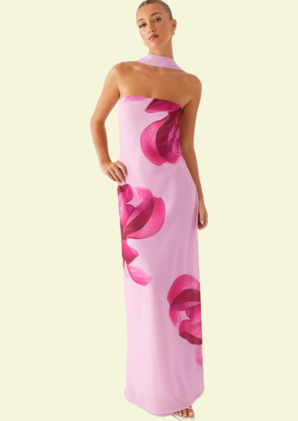 Pink Bloom Tie Maxi Dress