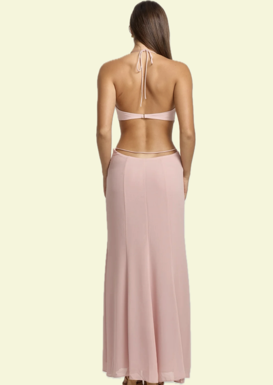 Blush Cut-Out Maxi Dress - Pineloue