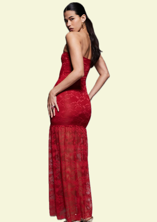 Ruby Lace Siren Maxi Dress - Pineloue