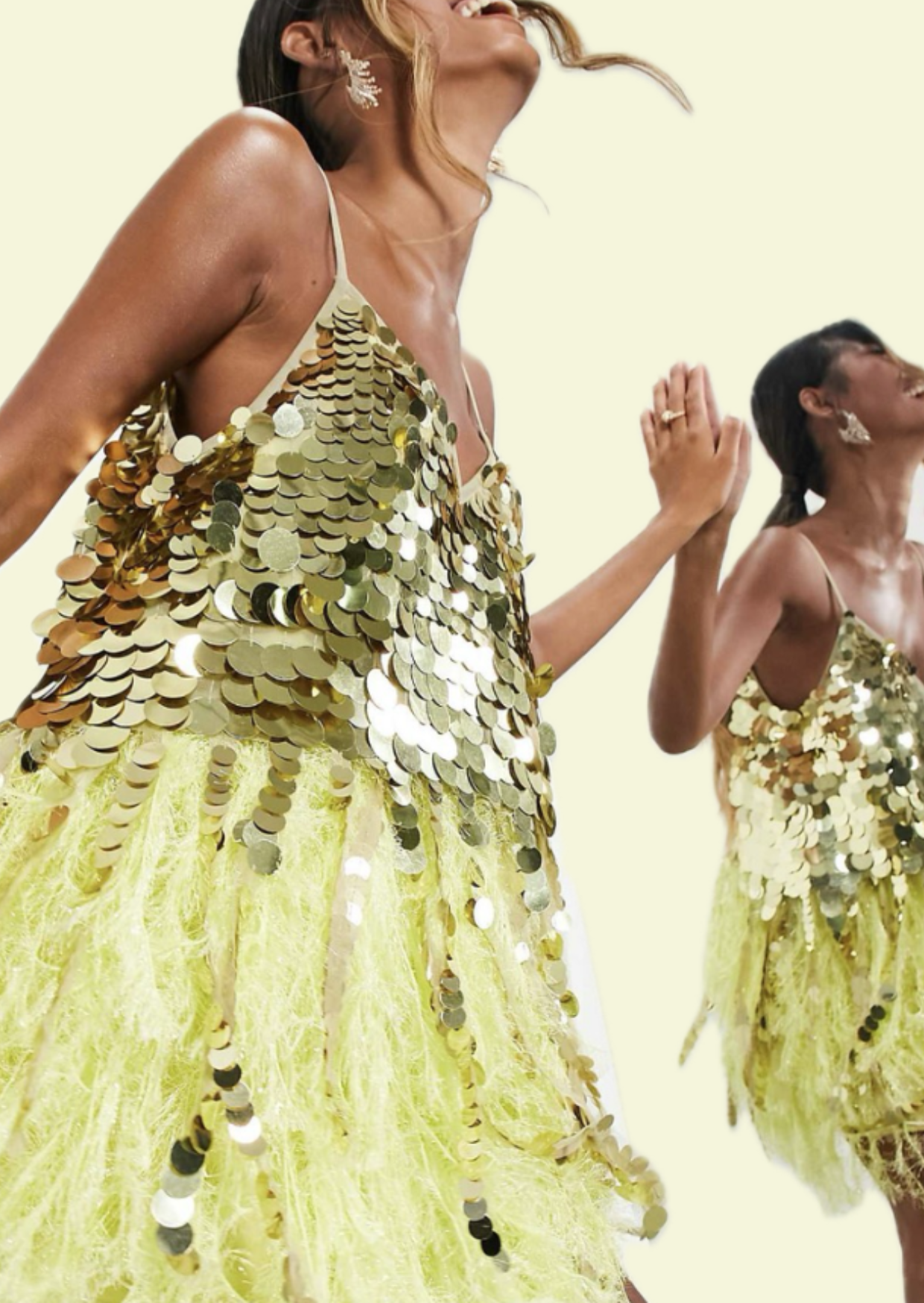 Lumière Fringe Sequin Mini Dress - Pineloue