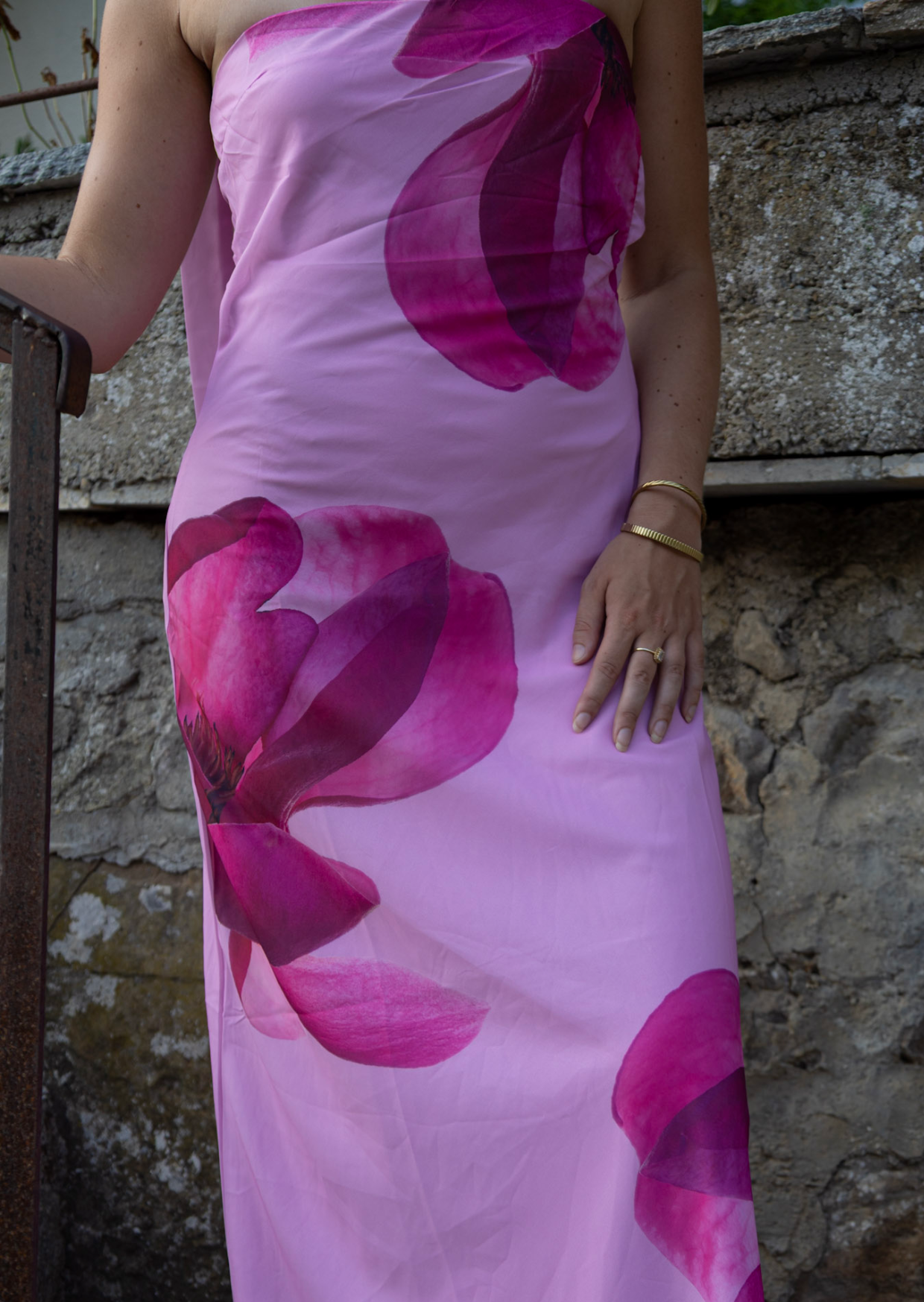 Pink Bloom Tie Maxi Dress - Pineloue