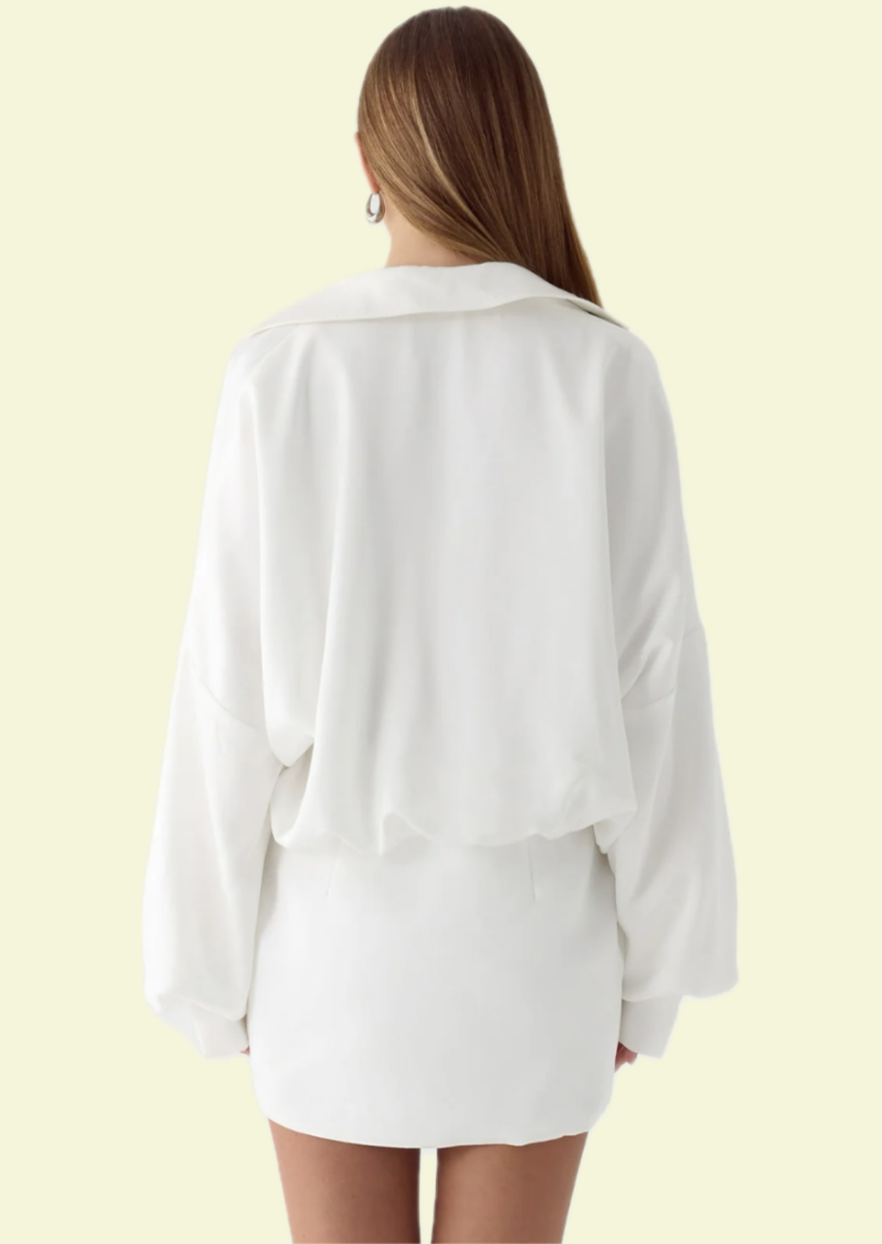 Ivory Cascade Sleeve Mini Dress
