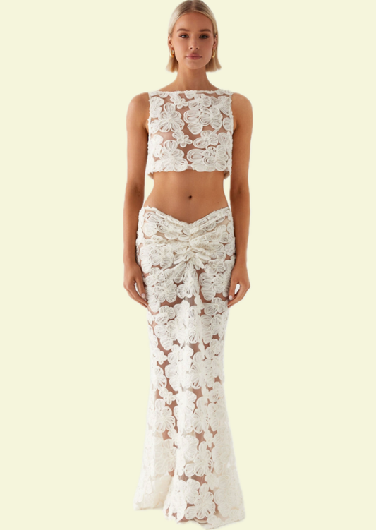 Ivory Blossom Co ord Set - Pineloue