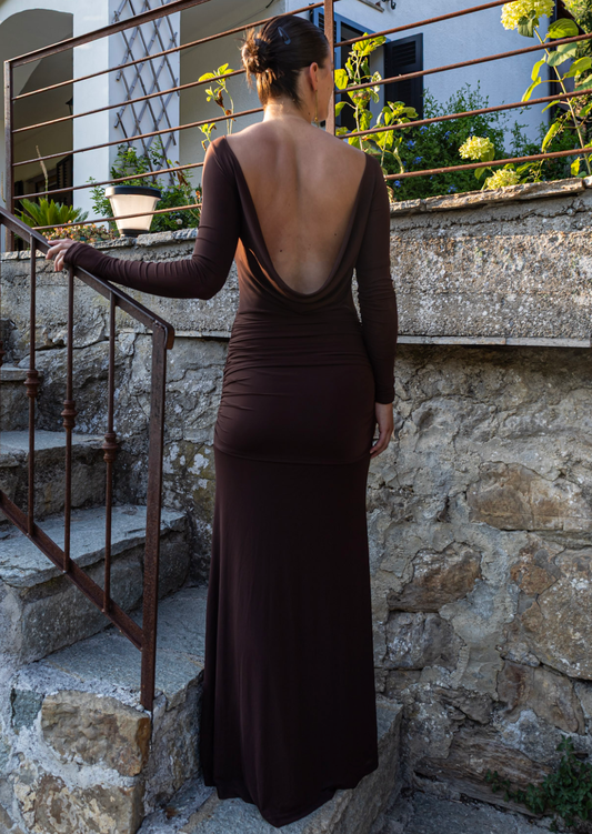 Espresso Drape Gown