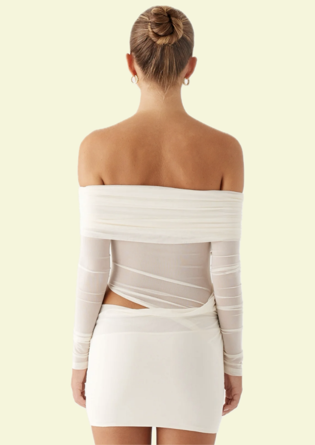 White Off Shoulder Mesh Mini Dress