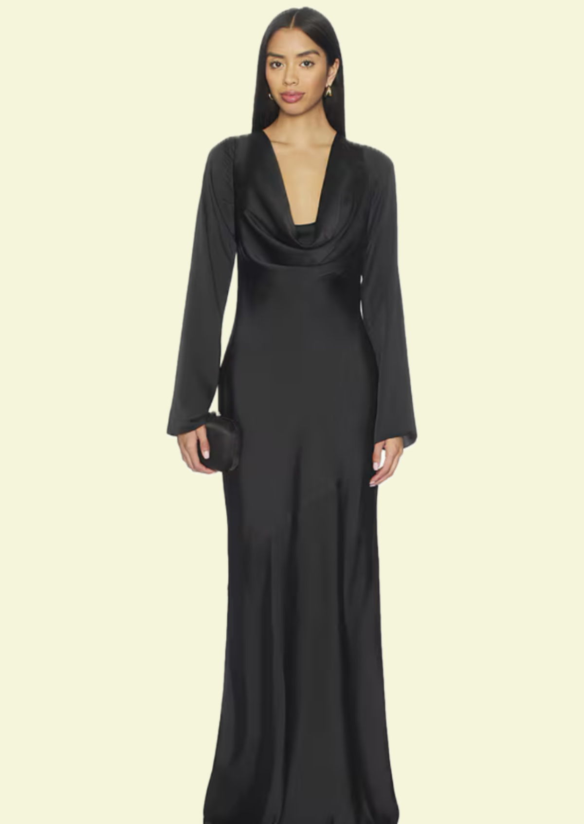 Onyx Satin Cowl Maxi Dress - Pineloue