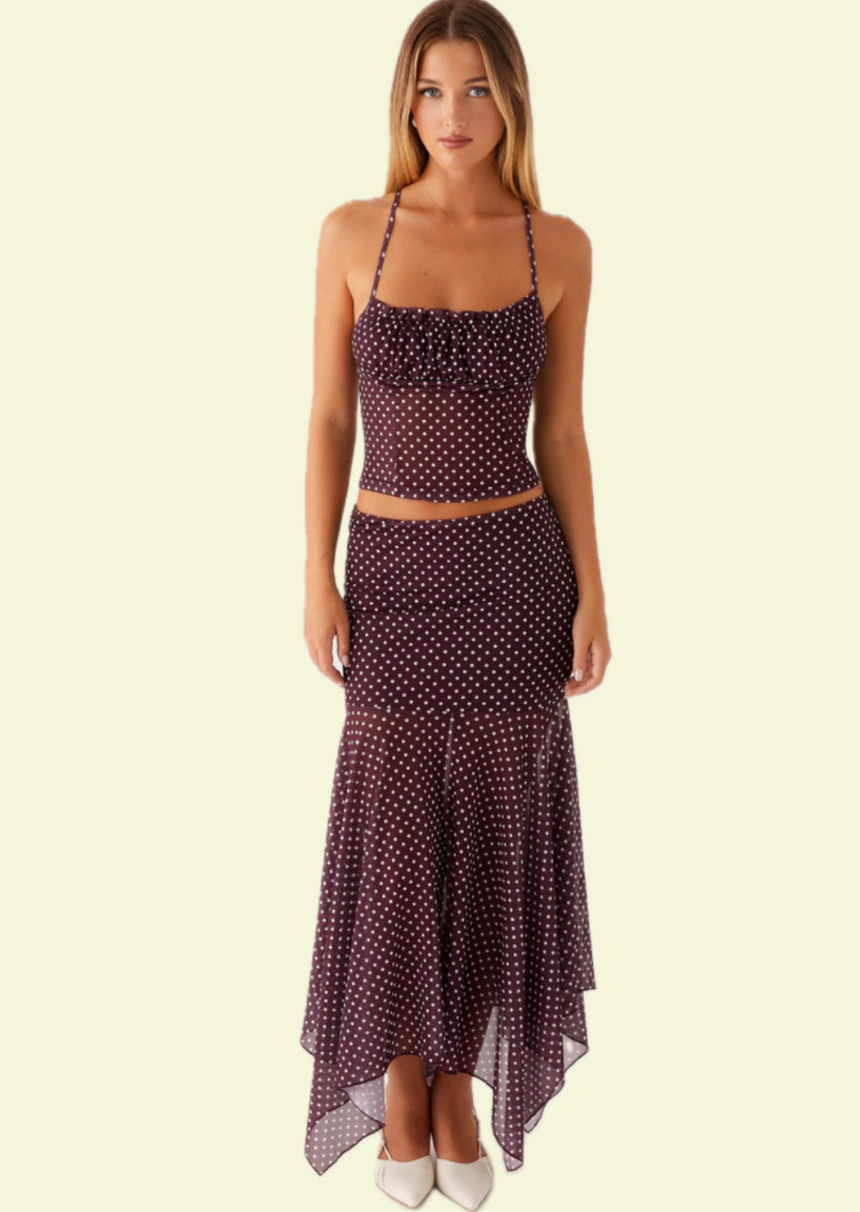 Burgundy Polka Dot Co-ord Set