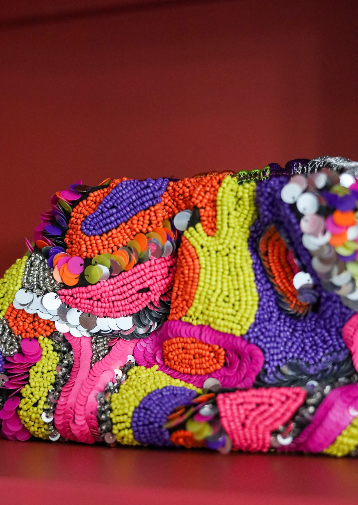 Multicolor Beaded Pouch Clutch