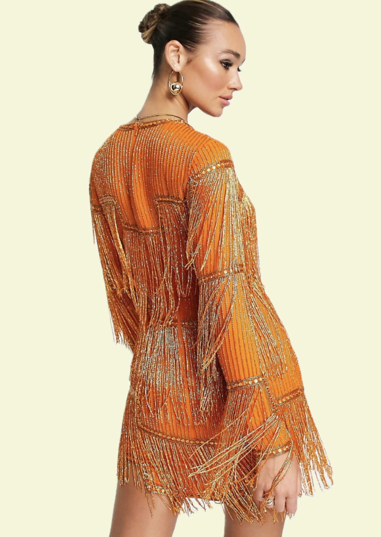 Orange Fringe Mini Dress - Pineloue