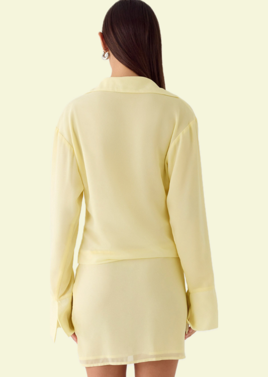 Lemon Twist Shirt Mini Dress - Pineloue