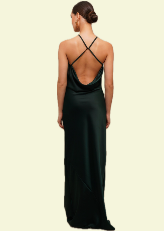 Emerald Halter Maxi Dress - Pineloue