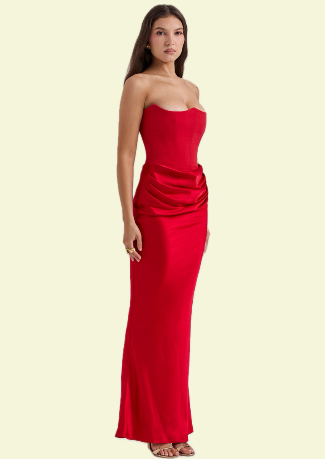 House of CB Red Corset Maxi Dress - Pineloue