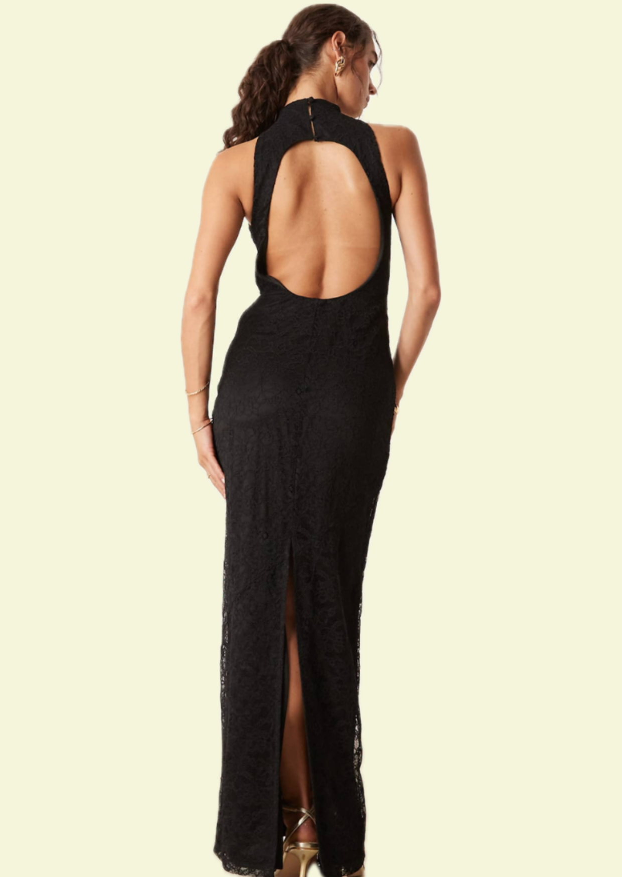 Black Open Back Maxi Dress - Pineloue