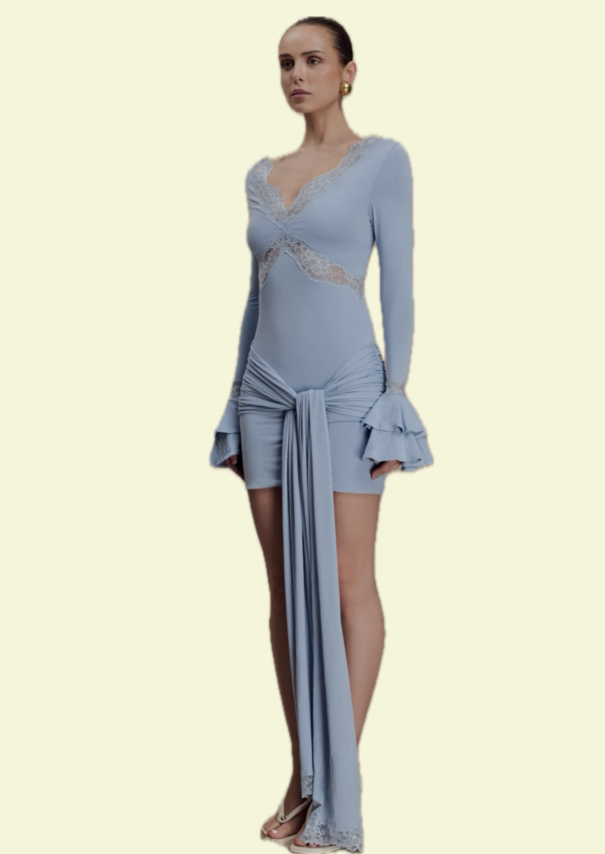 Celeste Blue Lace Mini Dress - Pineloue
