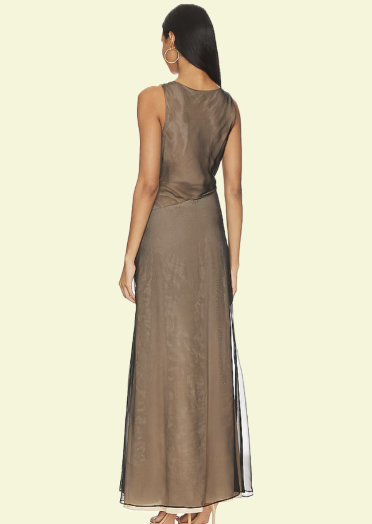 Smoke Chiffon Cowl Maxi Dress - Pineloue
