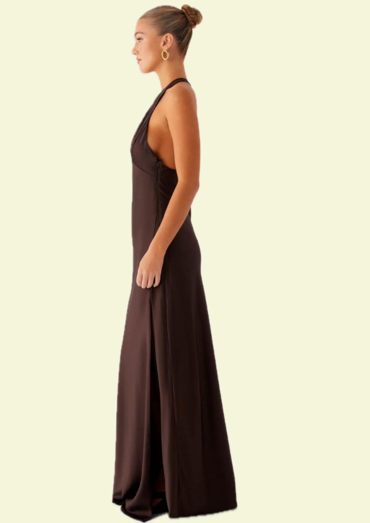 Chocolate Halter Maxi Dress - Pineloue
